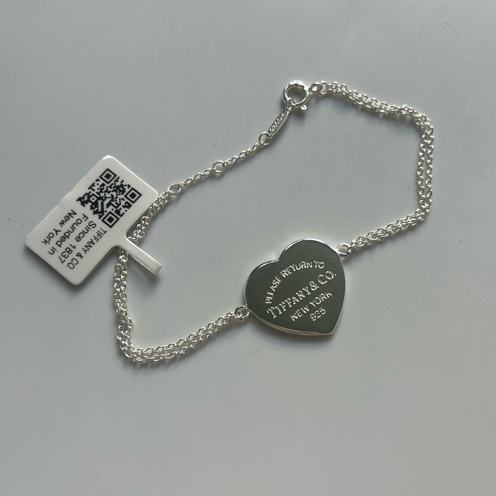AUTHENTIC TIFFANY & Co. Heart Tag Double Chain Bracelet - size L